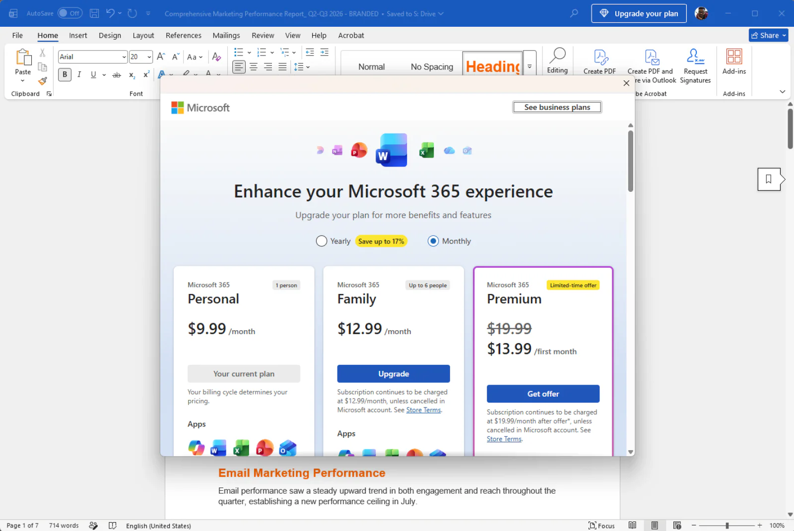 Microsoft Office bản trả phí vẫn liên tục hiển thị quảng cáo